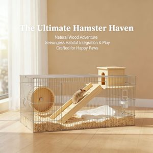 Escalera de madera para hámster, plataforma grande de 70 cm, tobogán de madera maciza, juguete para mascotas de interior, divertido compañero para hámster, nido decorativo, muebles - Product Image 3