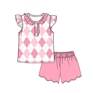 GSD3927 Vestido de Verano para Niña, Color Verde y Rosa, Estampado, Sin Mangas, Hasta la Rodilla, de Algodón y Elastano, Venta al Por Mayor - Product Image 5