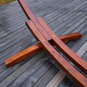 Hamaca de Cuerda de Poliéster Caribeña con Soporte de Arco de Madera y Almohada Grande a Juego - Product Image 4