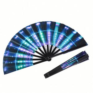 Rainbow Pattern Custom Printed Folding Hand <b>Fan</b> Clack Hand <b>Fan</b> With Logo <b>Large</b> Rave Bamboo Hand <b>Fan</b> for Festival Gift - Product Image 4