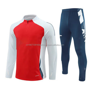 Half Zip Long Sleeve Jersey Autumn Winter Sweatshirt Warm Up Sports Football Training Suit Set - Product Image 2