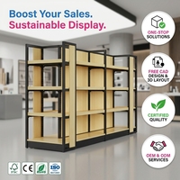 Étagères de présentation double face pour supermarchés, avec étagères de magasin en bois et en métal