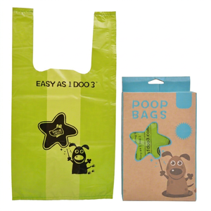 Bolsas para excremento de perro ecológicas, compostables, de fábrica, con diseño de dibujos animados, envasado personalizado, portátiles, de plástico verde. - Product Image 1