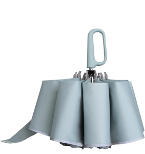 Paraguas publicitario clásico personalizado, plegable, totalmente automático, de 10 varillas, 23 pulgadas, con impresión UV en tela pongee, triple, completo. - Product Image 1