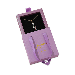 Customized Logo Hot Selling Gold Foil Hot Stamping Luxury Slide Drawer Paper Necklace Gift Jewelry Box for <b>Bracelet</b> Ring Pendant - Product Image 3