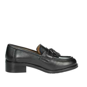 Mocasines de Mujer Veni, Zapatos de Vestir de Tacón Bajo con Detalle de Borla, de Cuero Negro - Product Image 4