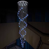 Lustre en cristal moderne personnalisé de haute qualité lumière suspendue en forme de papillon de luxe pour restaurants pendentif long suspendu créatif