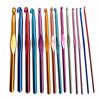 Ensemble d'aiguilles à crochet à tête unique en oxyde d'aluminium coloré, outils professionnels de tricot et de crochet pour pulls DIY, vente en gros pour artisans