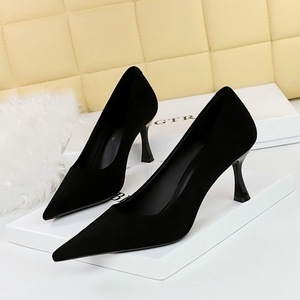 3767-A1 European American Style Fashionable Simple Slimming High-heeled Shoes Stiletto Heel Shallow Mouth Pointed Toe <strong>Pumps</strong> - Product Image 1