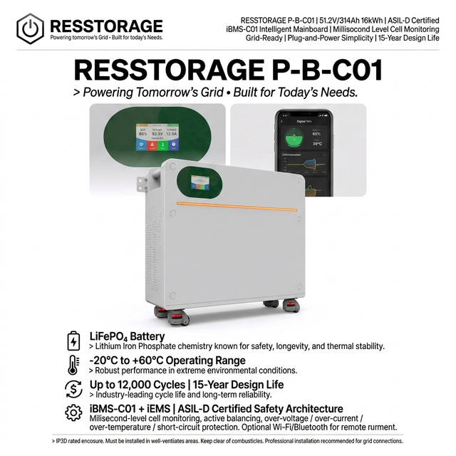 Solar Energy Storage Battery 16kWh LiFePO4 51.2V Lithium Battery Pack for Inverter and Backup Power