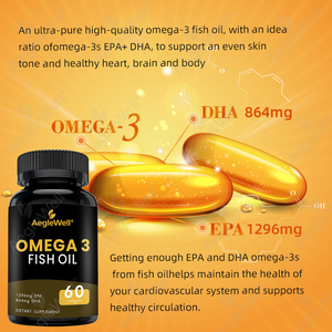 Aeglewell Triple Strength Omega 3 Cápsulas Softgel de aceite de pescado Suplemento para hombres y mujeres - Product Image 2