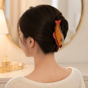 Pinzas para el pelo de acrílico con forma de animal retro, diseño de tiburón trucha colorido de dibujos animados, bonitas pinzas de garra con forma de pez oceánico para mujer - Product Image 3