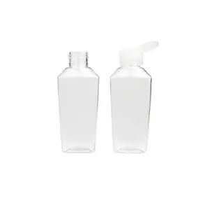 JS оптовая продажа квадратной формы 100 мл пустые пластиковые ПЭТ дезинфицирующее средство для рук бутылки для мытья рук с откидной крышкой