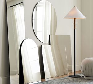 Contemporary Decorative Metal Framed Rectangular <strong>Round</strong> Wall Mounted Floor <strong>Mirrors</strong> <strong>Large</strong> - Product Image 1