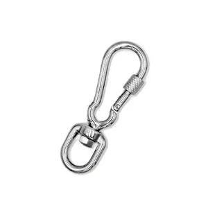 AISI 304/316 Stainless Steel Gourd Type Carabiner Screw Swivel Snap Hook For Climbing Pet