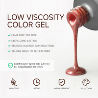 Vernis à ongles gel UV naturel longue tenue, sans HEMA ni TPO, aux couleurs pailletées, conforme aux normes européennes, pour salon de manucure - Vente en gros OEM