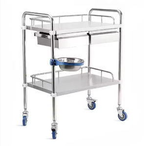 Carrello Medico in Acciaio Inossidabile con 4 Ruote, Adatto per Sale d'Emergenza, Carrello Medico a Doppio Cassetto - Product Image 1