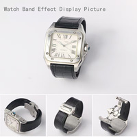Fermoir de Montre 18mm 21mm pour Montre Cartier Santos, Boucle Déployante Papillon à Double Pression, Acier Inoxydable 316 Couleur Argent