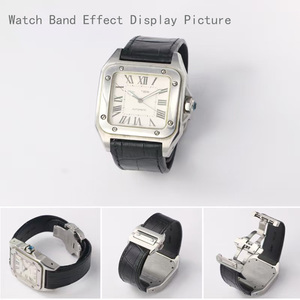 Fermaglio per Orologio 18mm 21mm per <span class=keywords><strong>Cartier</strong></span> Santos Fibbia Pieghevole a Farfalla Doppia Pressione in Acciaio Inossidabile 316 Colore <span class=keywords><strong>Argento</strong></span> - Product Image 4