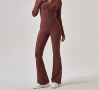 Leggings pour femmes, effet push-up, coupe ajustée, manches longues, fermeture éclair, jambe droite, pull-over, yoga