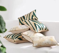 Housse de coussin de luxe à motif ondulé vert et or, taie d'oreiller carrée décorative pour lit, canapé et siège 45*45CM 50*50CM
