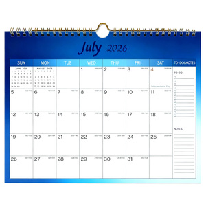 Factory Price 2026 Promotional Spiral Bound Art Paper Film Laminated Wall Calendar Planner Custom Desk Table Calendar A4/A5/A6