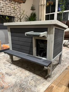 Maison chauffée pour chat d'extérieur, abri en bois résistant aux intempéries pour chats errants, enclos surélevé pour animaux de compagnie avec toit amovible et perchoir - Product Image 3
