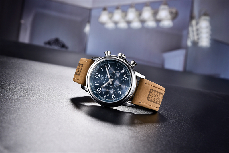 New BENYAR Top Brand Leather Men Quartz Wristwatches Waterproof Chronograph Men Sports Watch for Men Reloj hombre