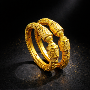 เครื่องประดับแฟชันลายใบไม้ชุบทอง24Ct สำหรับสาวๆในเมืองชุด Kada แบบดั้งเดิมสำหรับงานแต่งงานและงานปาร์ตี้ - Product Image 2