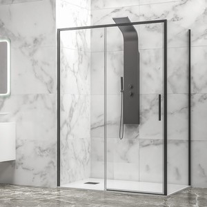 Kamalu KLA-4000N 75x150 Box Doccia Walk-In Senza Telaio Nero Vetro 6mm con Telaio in Alluminio Altezza 200h per Bagno - Product Image 2