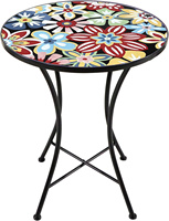 Tables et chaises en céramique florale pour l'intérieur et l'extérieur, mosaïques - Parfaites pour les jardins, les salons et les petits pubs