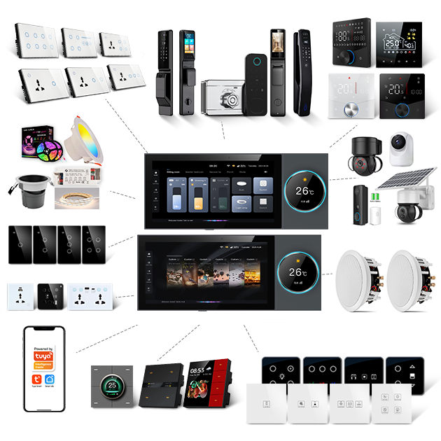 2026 New Arriving WiFi 6 Inch Smart Home Automation Background Music Knob Panel  LCD Smart Home Gateway