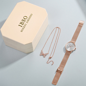IBSO Women Business Quartz Stainless Steel Alloy <strong>Watch</strong> <strong>Set</strong> <strong>Rose</strong> <strong>Gold</strong> Waterproof - Product Image 3