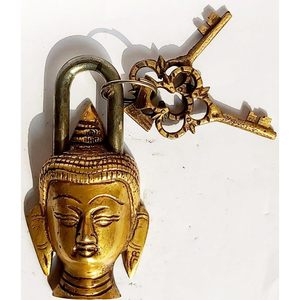 Brass Lord Buddha Head Keypad Security <b>Padlock</b> Portable Compact for Door Gates Toolbox Luggage Cabinet Bicycle Home School - Product Image 5