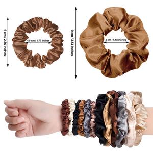 Custom Logo Hair Tie Set Pure Color Cloth Head Rope <strong>Scrunchies</strong> Hairband <strong>Scrunchy</strong> Silk Elastic Hair Band - Product Image 3