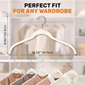 Cintres en velours premium antidérapants, cintres à vêtements floqués fins, cintres en feutre gain de place pour manteaux - Product Image 2