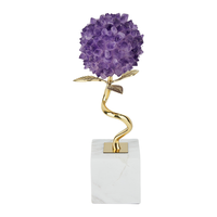 Paire de sculptures florales en cristal d'améthyste de luxe - Ornement de décoration moderne pour salon, cadeau de mariage