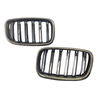 Grille de calandre double ligne pour BMW X5 X6 E70 E71 2009 Carbon Fiber Gloss Black Double Line Front Car Grille Guard