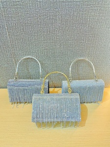 Borsa <span class=keywords><strong>da</strong></span> <span class=keywords><strong>Sera</strong></span> Metallizzata Scintillante con Manico Dorato, Pochette <span class=keywords><strong>da</strong></span> Donna con Strass Bling e Nappe, per Matrimoni, Feste e Balli di Fine Anno - Product Image 2