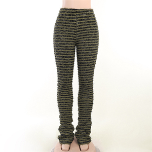 <span class=keywords><strong>Pantaloni</strong></span> <span class=keywords><strong>a</strong></span> Zampa d'Elefante <span class=keywords><strong>a</strong></span> Vita Alta da Donna, Casual e Sexy, in Maglia Ecologica Bianca e Nera per l'Autunno - Product Image 5