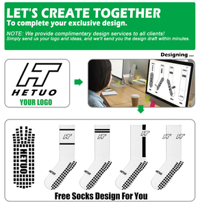 Fußballsocken mit individuellem Muster und Logo, weiße, atmungsaktive, gestrickte Baumwollsocken, Sportsocken mit rutschfestem Silikon-Grip für Herren - Product Image 5