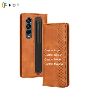 High Quality Custom Retro Flip Wallet Leather Phone Case For Samsung Z Fold4 5G Magnetic Stand Card Holder Wallet With Card Slot