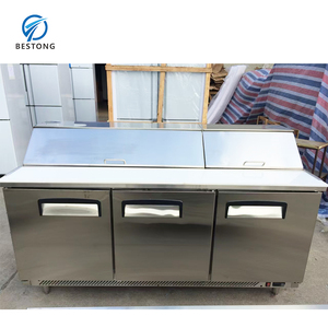 Venta al por mayor de fábrica, refrigerador de mesa de preparación de Pizza ancha, encimera de 3 puertas, estación de preparación de Pizza para ensalada refrigerada - Product Image 2