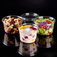 Op maat gemaakte logo/kleur 8-32oz transparante PET wegwerpcontainers & saladebekers voor fruit, groenten, delicatessen, acai bowls met koepel-/platte deksels