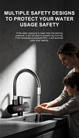 Chauffe-eau électrique instantané 3300W 220V-240V noir, design et finition haut de gamme, avec entrée d'eau par le bas, tuyau de 1/2 pouce