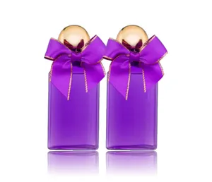 Luxury Purple Color Plastic Packing Shampoo Cosmetic Bottle 300ml 500ml with Bow Tie for Hair Care