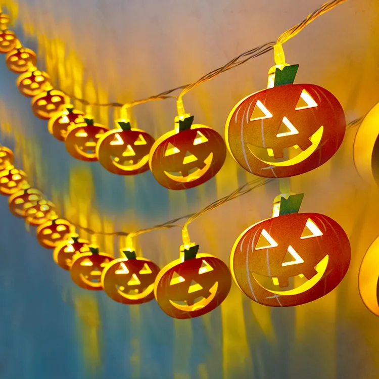 Halloween LED Pumpkin String Lights - 10 LED Battery Operated String Lights for Indoor Outdoor Decor Party Decorations Y734