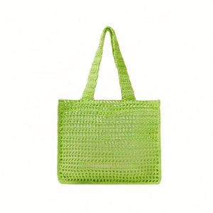 Bolso de mano de malla hueca de ganchillo para mujer, con logotipo personalizado, venta al por mayor, para playa - Product Image 5
