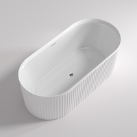 Baignoire autoportante en acrylique au design épuré, baignoire en surface solide avec drain, baignoire profonde pour trempage.