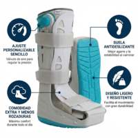 Bota ortopédica ancha ajustable, ambidiestra, con suela antideslizante, 43.5cm de altura, cámaras de aire independientes, extra confort KMINA
